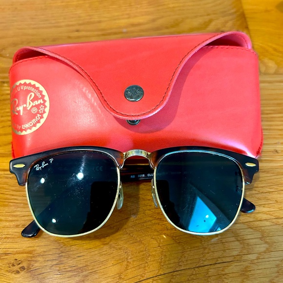 Ray Ban RB3016 Clubmaster polarized Square Unisex Sunglasses 990:58 tortoise - Picture 1 of 6
